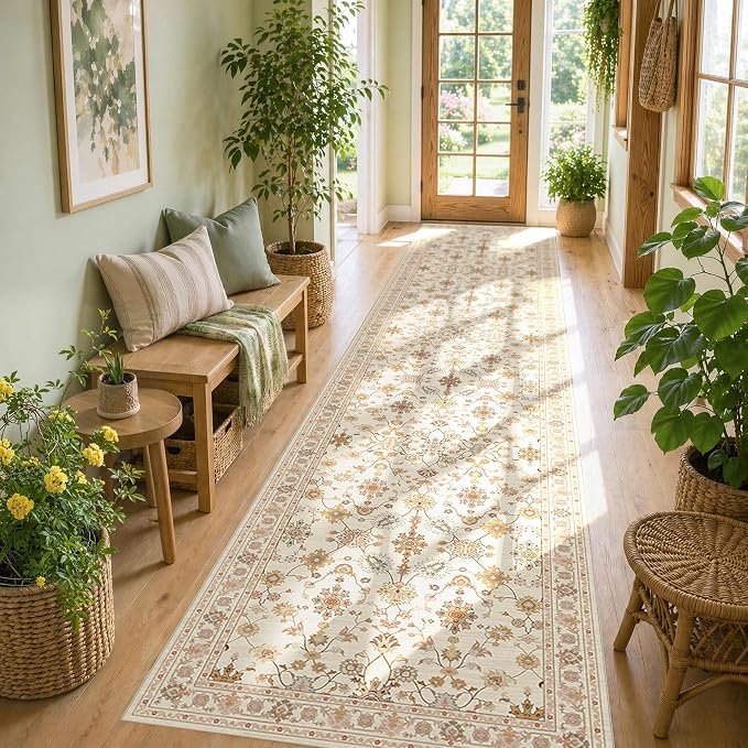 Rugxara 2x10 Floral Runner Rug, Washable Runners by Rugxara
