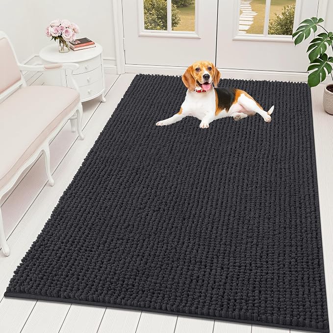 OLANLY Dog Door Mat for Muddy Paws 70x46, Ultra Absorbent Chenille Mud Doormat by OLANLY