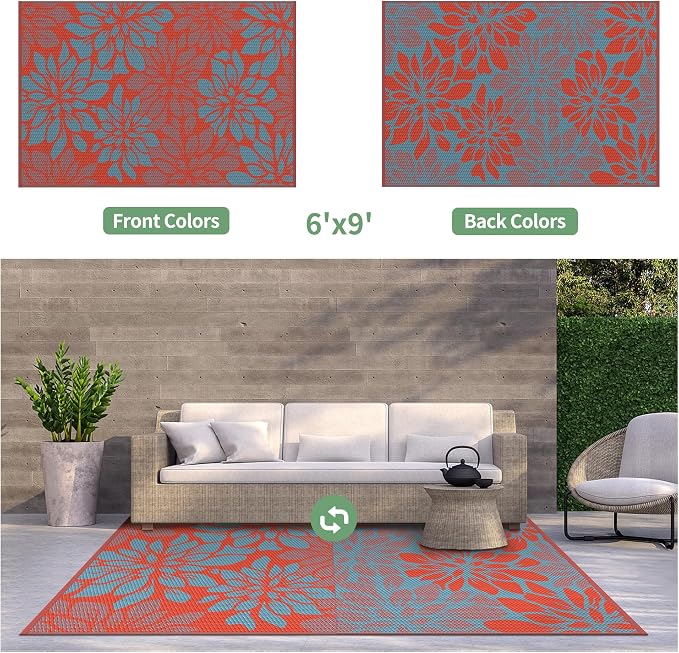 GENIMO Outdoor Rug Waterproof for Patio Decor, Large Area Rugs Mats for RV - Image 5
