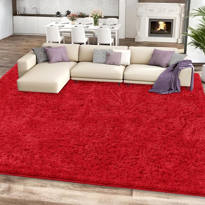 6x9 Red Area Rugs for Living Room, Large Fluffy Shag Rug for Bedroom Nursery - Image 2