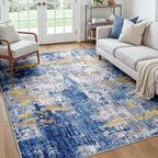 RELEANY Washable Area Rugs Square 7ft Non-Slip Modern Abstract Soft by RELEANY