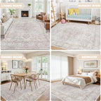 6x9 Area Rugs for Living Room:Beige Washable Vintage Medallion Carpet Non-Slip - Image 6