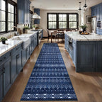 SERISSA Hallway Runner Rug, 2x10 Washable Non-Slip Blue and White Boho Rug - Image 2
