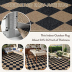 Lahome Colette Checkered Easy Jute Patio Rug, 6x9 Washable Indoor Outdoor Rug - Image 4