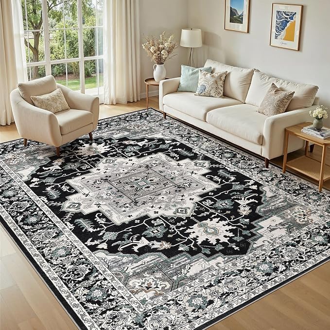 5x7 Area Rugs Living Room: Washable Vintage Rug Large Non-Slip Stain Resistant by JessibouAreaRug