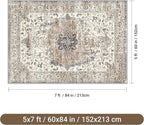 befbee 5x7 Area Rugs for Living Room, Stain Resistant Neutral Washable Rugs for - Image 2