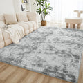 Litanika 6x9 Shag Area Rug for Living Room Bedroom, Tie-Dyed Light Grey High by Litanika