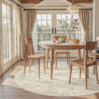Soalmost 6x6 Beige Round Rug 6ft Living Room Circle Rug Vintage Round Area Rug - Image 9