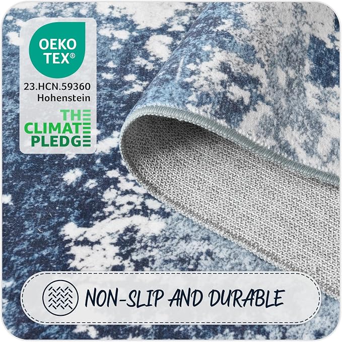 Entryway Rug 3x5 Blue Door Mat Indoor Entrance 36x60, Washable Small Throw Rugs - Image 4