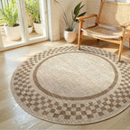 6ft Washable Round Rug for Entryway Modern Checkered Bedroom Circle Rug Non by GarveeHome