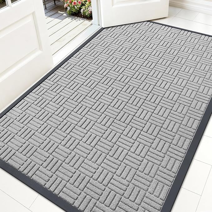 OLANLY Front Door Mat Outside Entrance 59x34, Heavy Duty Sturdy Natural Rubber by OLANLY