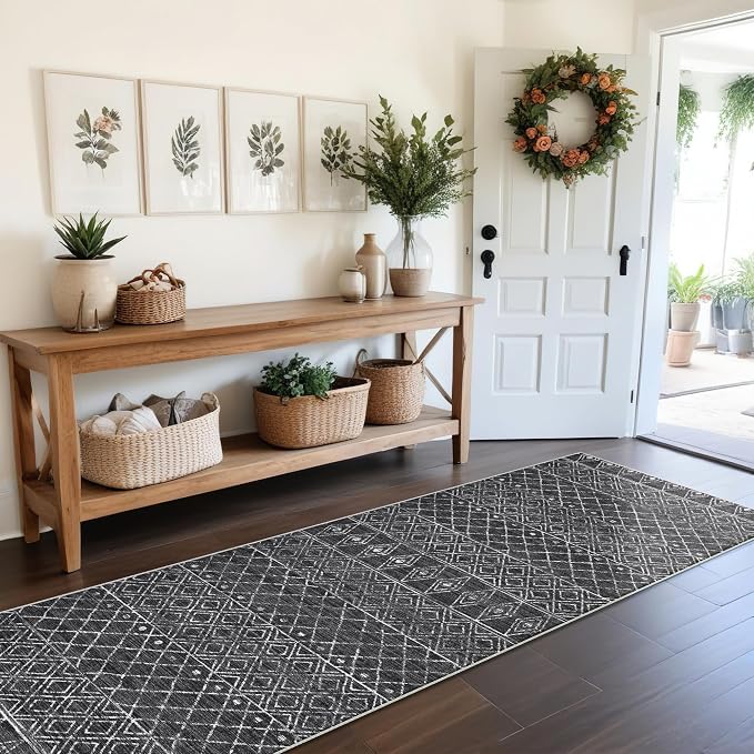 Moroccan 2'6"x8' Hallway Runner Rug: Washable Non Slip Soft Rugs - Image 4