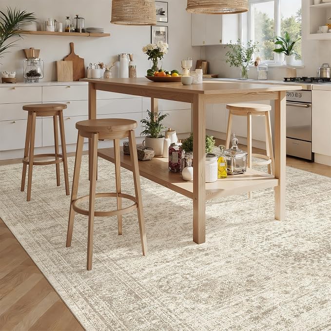 Soalmost 7x10 Area Rug for Living Room Washable Abstract Vintage Soft Thin - Image 4