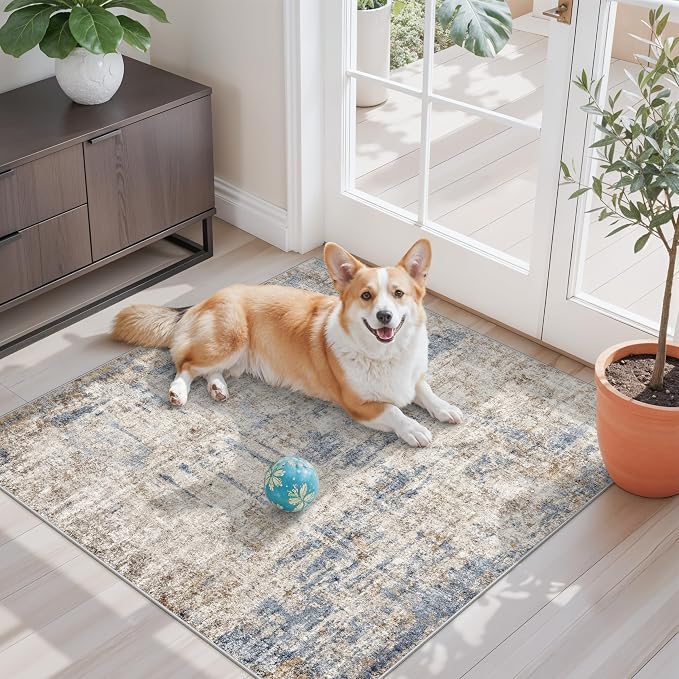 3x3 Square Entryway Rug Washable – Non-Slip Small Area Rug by ZHXXUJ