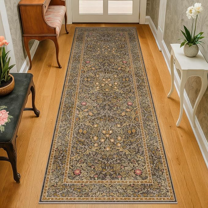 Brown 2'6" x 8' Runners for Hallways Non Slip, Extra Long Floor Runner for by HazoHaus