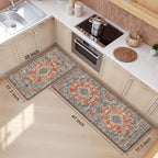 Boho Kitchen Mats for Floor 2 Piece Set Anti Fatigue Cushioned PVC Kitchen Rugs - Image 2