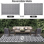 Smiry Waterproof Outdoor Rug 8x10 ft, Reversible Plastic Straw Patio Camping - Image 3