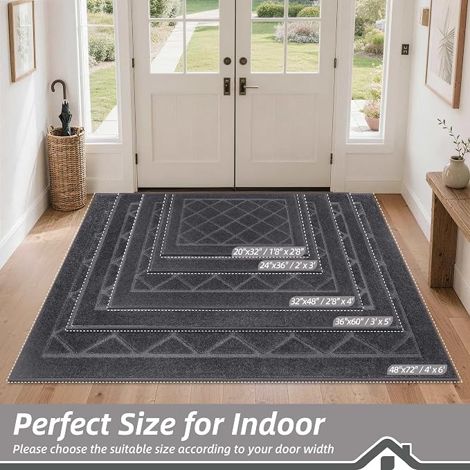 BEQHAUSE Dirt Trapper Door Mat 20" x 32", Doormat Non-Slip Entryway Rugs - Image 2