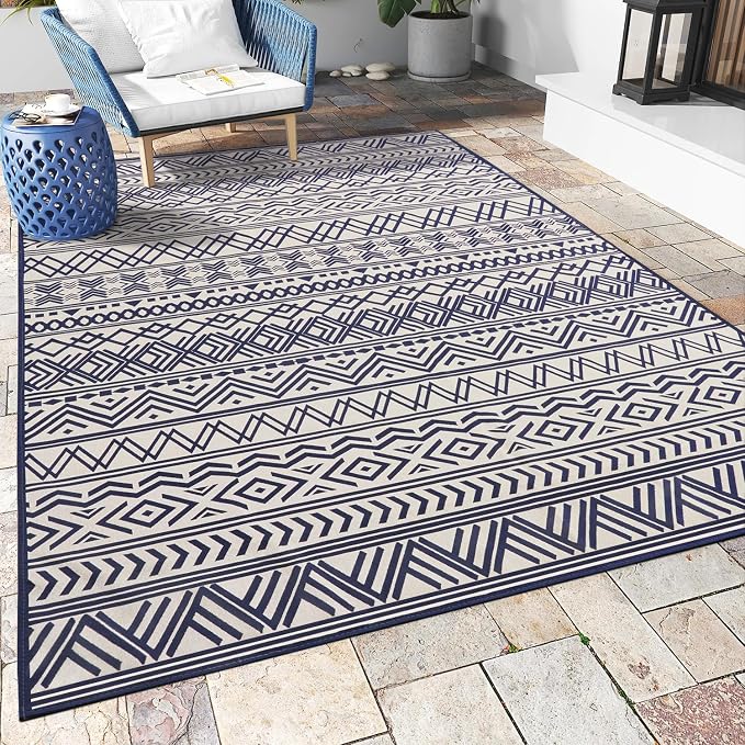 Outdoor Rug Carpet 9X12 ft, Flatweave Textured Outdoor Patio Rug Non Slip by MontVoo