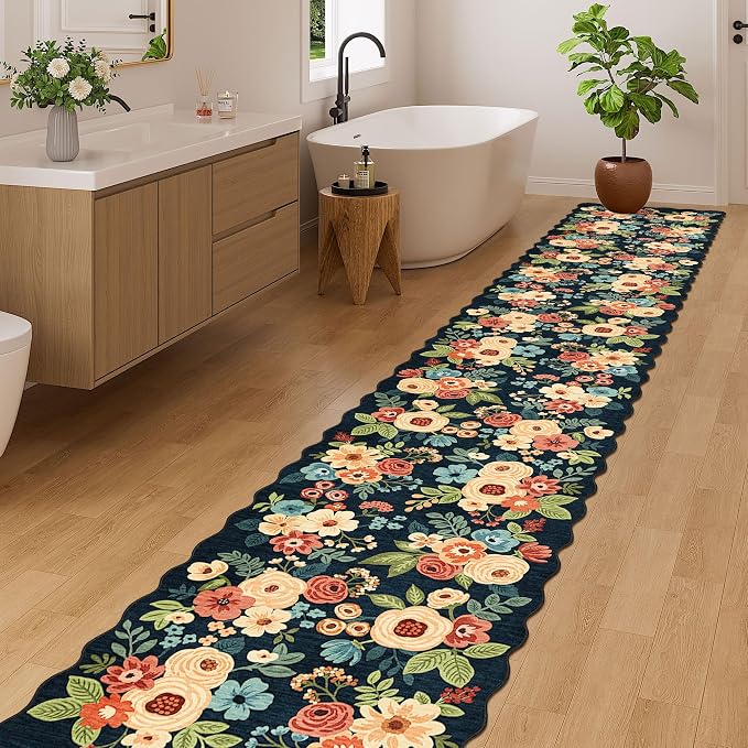 DUKINO 2x12 Runner Rug for Hallway, Soft Floral Washable Kitchen Runner Rug - Image 9