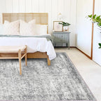 CHAMPLANT Area Rug 8x10 Washable Rug Gray Vintage Traditional Mat Distressed - Image 2