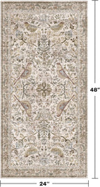 Boho Moss 2x4 Small Rugs for Entryway, Vintage Washable Low Pile & Soft Throw - Image 2