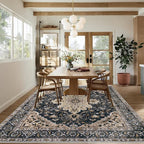 Area Rug 8x10 Vintage Rugs: Large Washable Living Room Rug Retro Medallion - Image 4