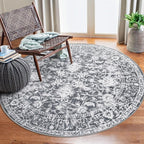 KILOCOCO Area Rug 5ft Round Living Room Rug Washable Printed Vintage Floral by Kilococo