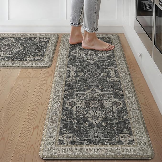 GENIMO Kitchen Mats for Floor 2PCs, Washable Anti Fatigue Mat for Cushioned by GENIMO