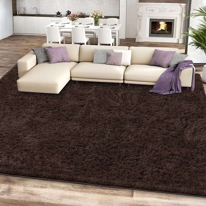 9x12 Brown Area Rugs for Living Room, Large Fluffy Shag Rug for Bedroom Nursery - Image 2