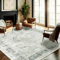 CHAMPLANT Washable Area Rug 8'x10' Floral Green Retro Boho Design Non-Shedding by CHAMPLANT