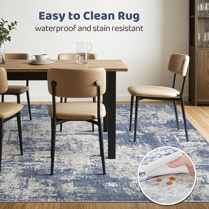8x10 Area Rugs Living Room: Washable Large Abstract Modern Soft Rug Stain - Image 5