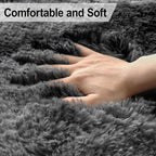 Plush 8x10 Area Rug for Living Room, Tie-Dyed Dark Grey Black 8x10 Shag Rug for - Image 4