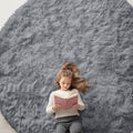 OLANLY Light Grey Round Rugs for Bedroom by OLANLY