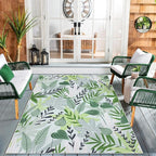 Lahome Leaf Indoor Outdoor Rug, 5x8ft Non Slip Outdoor Patio Rug by Lahome