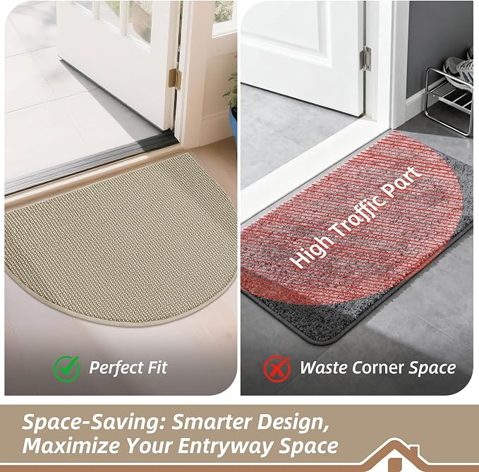 BEQHAUSE Dirt Trapper Door Mat 32" x 48" Half Circle Non-Slip Washable Doormats - Image 6
