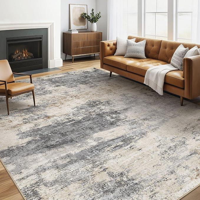 6x8 Area Rugs Living Room: Washable Large Abstract Modern Soft Rug Stain by LOONGRUG