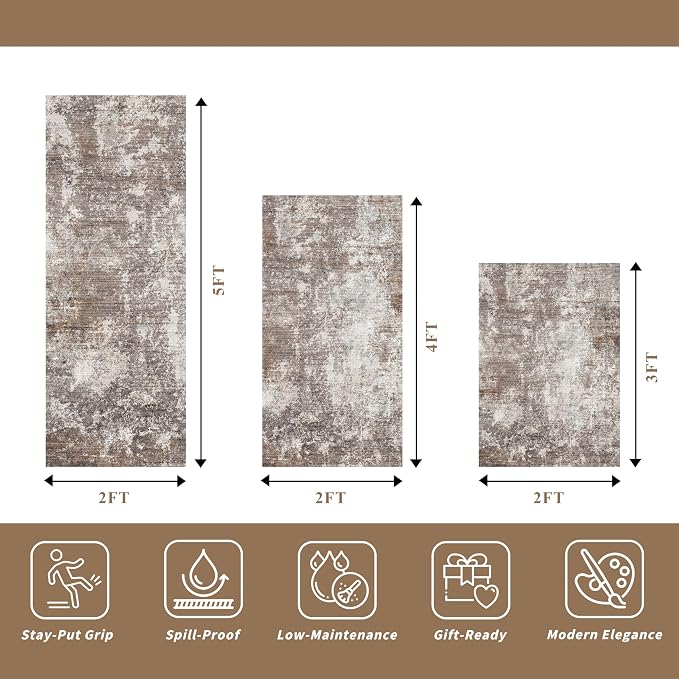 3-Piece Kitchen Rug Set with Runner – Non-Slip Washable Small Kitchen Mats - Image 2