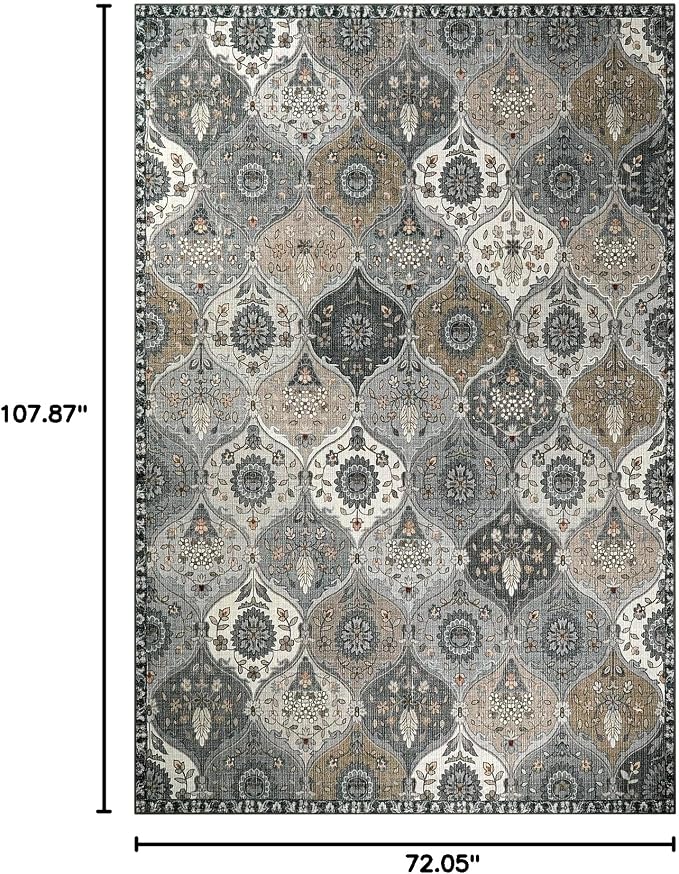 Lahome Moroccan Washable Area Rug 6x9, Ultra-Thin Large Living Room Rugs - Image 2