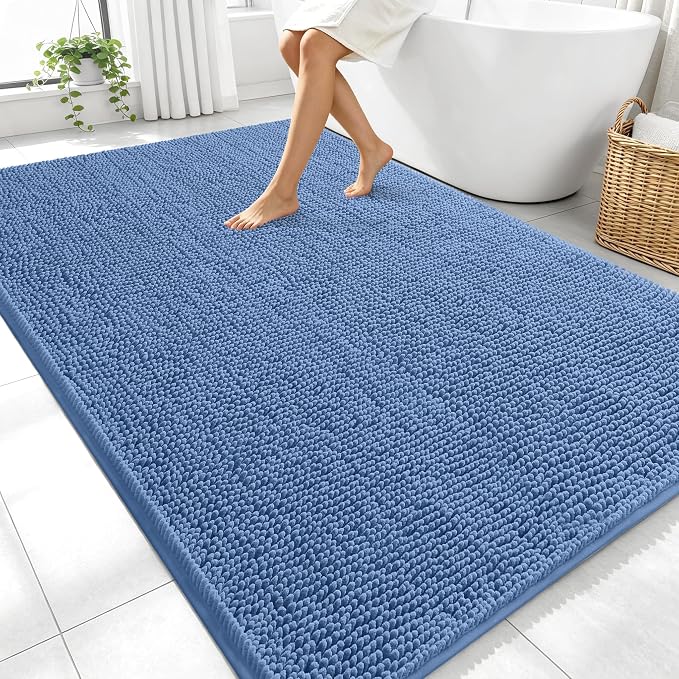 OLANLY Large Bathroom Rugs 70x46, Soft Absorbent Chenille Bath Rugs, Rubber by OLANLY