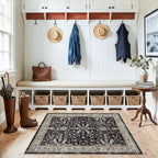 3x4 Entryway Rug Washable Non-Slip–Boho Floral Stain-Resistant Small Area Rug - Image 4