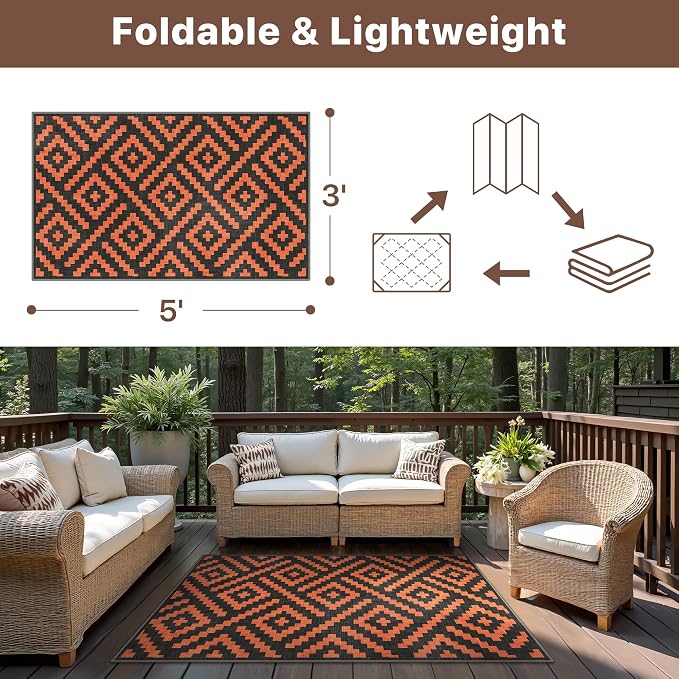 GENIMO Outdoor Rug for Patio Clearance, Waterproof Reversible Fall Doormat - Image 2