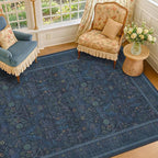 Dark Blue 5x8 Boho Living Room Rug - Image 3
