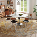 Beige Gold Round Area Rugs 4ft Washable Circle Rug - Image 4