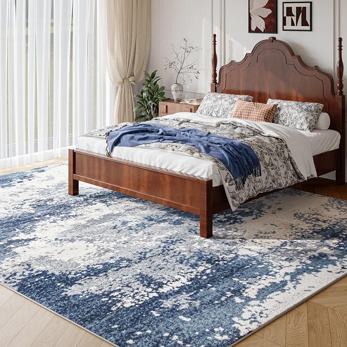 Blue Washable Rug 6x9 Area Rugs - Image 2