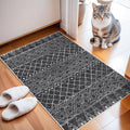 Black Moroccan 2x3 Entryway Small Area Rug | Machine Washable Low Pile Thin Non by BYYVOORugsforYourHome