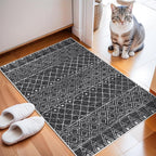 Black Moroccan 2x3 Entryway Small Area Rug | Machine Washable Low Pile Thin Non by BYYVOORugsforYourHome