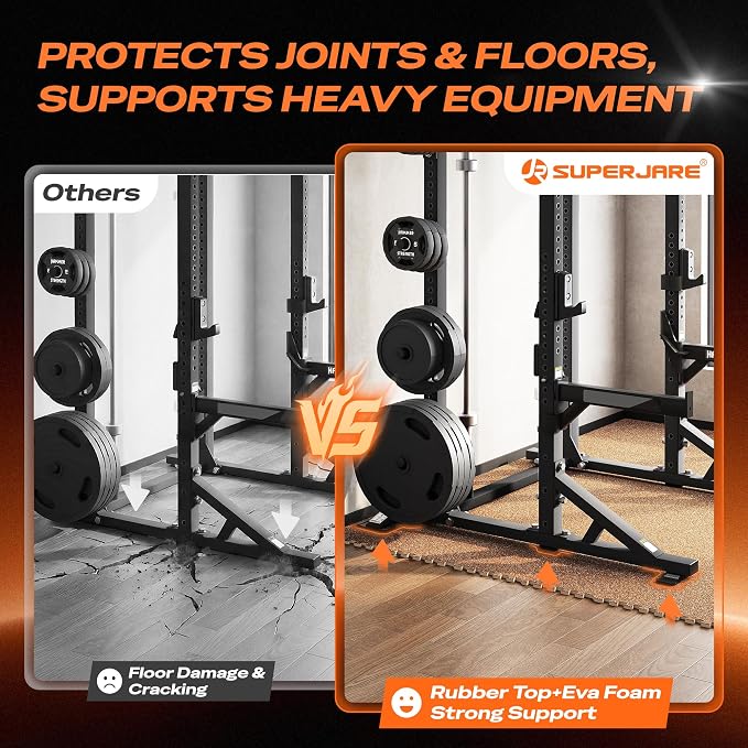 SUPERJARE 0.56'' Thick 12 Pcs 48 Sq Ft Rubber Top Exercise Equipment Mats - Image 4
