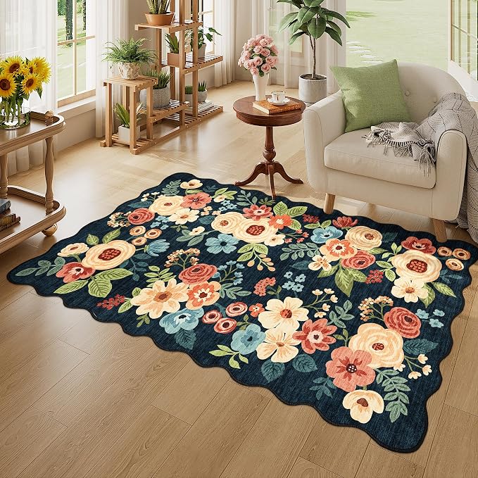 DUKINO 3x5 Area Rug, Floral Non-Slip Indoor Washable Rug - Image 3