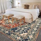 Yamaziot Area Rug 5x7, Non-Slip Washable Boho Vintage Living Room Bedroom Rug - Image 7